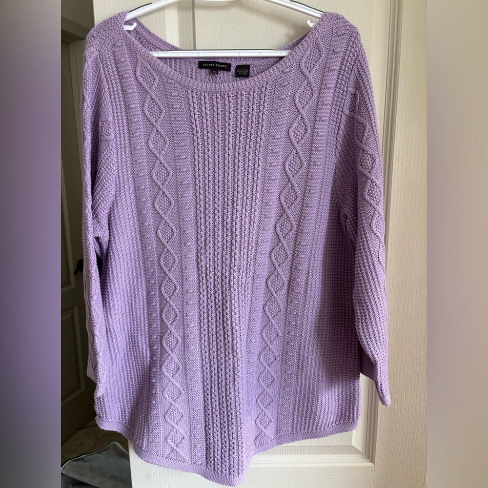 NWOT Jeanna Pierre XL Lilac Sweater 100% Cotton